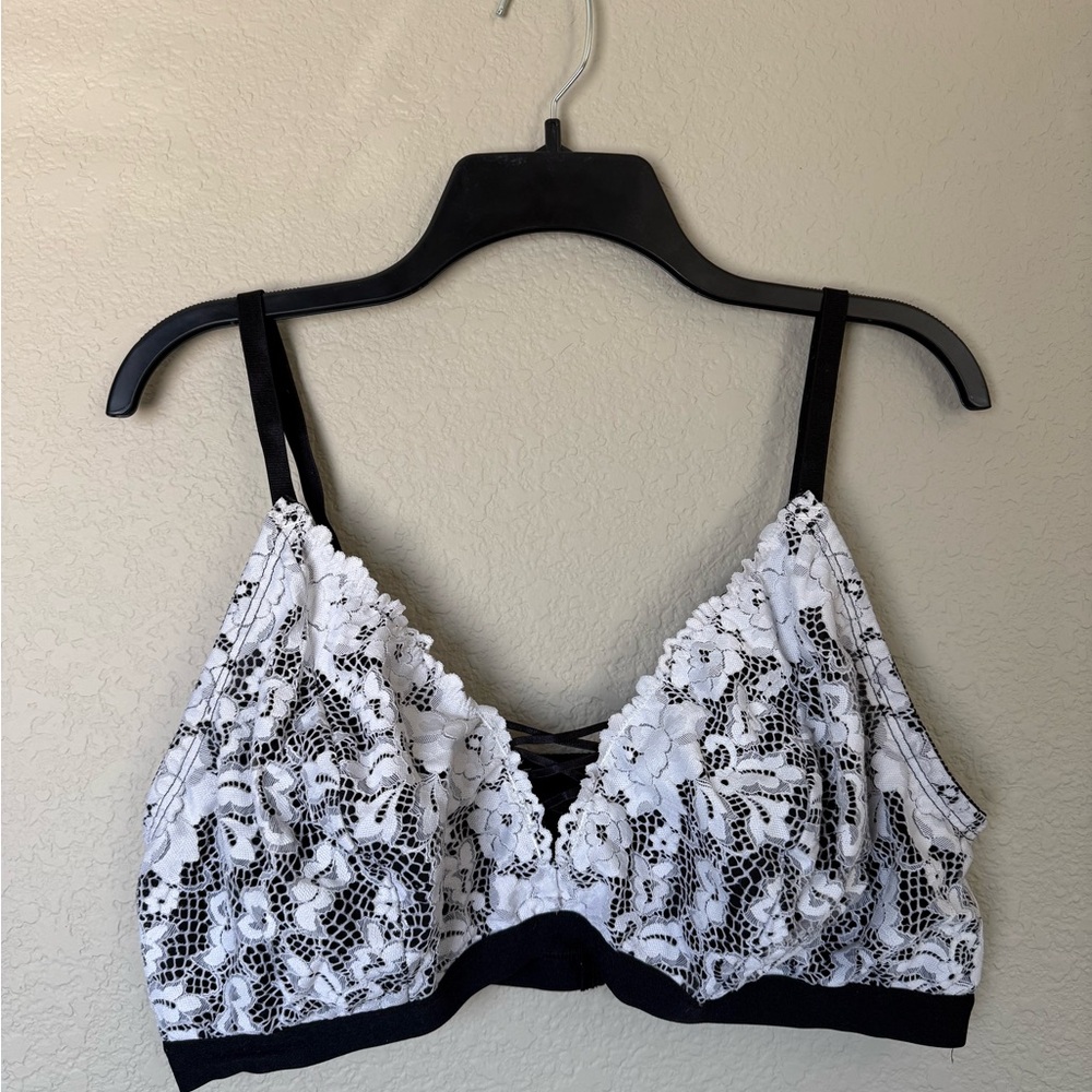 Torrid Black and White Lace Bralette